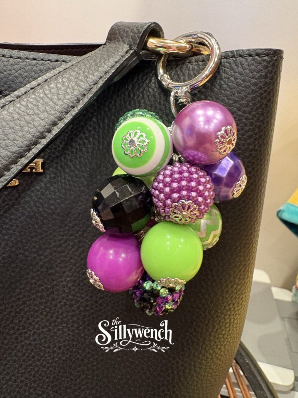 Blackberry Brew Purse/Bag Charm, silver-toned